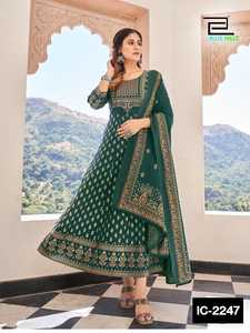 Dupatta-ropa étnica india de rayón Anarkali Kurtis, tejido de algodón con estampado Mal y borde de pompón - Product Image 6