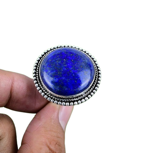 Bague en argent sterling 925 à la main en pierres précieuses Lapis Spinner Bague en argent sterling 925 Design classique Cadeau de mariage Bague de promesse Bijoux - Product Image 1