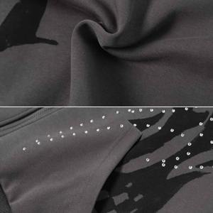 เสื้อฮู้ดซิปผู้ชายสไตล์วินเทจ ผ้าโพลีเอสเตอร์/คอตตอน น้ำหนักเบา ทรงโอเวอร์ไซส์ สตรีทแวร์ ดีไซน์เว้า ลุคดิสเทรส แอซิดวอช สำหรับฤดูหนาว - Product Image 3