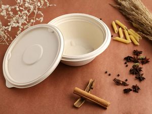 Sugarcane Round Bowl Eco-Friendly <b>Disposable</b> <b>lid</b> + Waterproof Food Container Perfect for Events and Catering - Product Image 3
