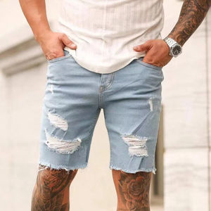 Custom High Quality Vintage Acid Washed Sun Faded <b>Baggy</b> Denim <b>Shorts</b> Solid Color High Street <b>Men's</b> Cargo Customized Denim <b>Shorts</b> - Product Image 1