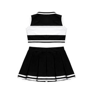 Vêtements de cheerleading imprimés pour filles, noir et blanc, vente en gros |   Uniformes de cheerleading imprimés par transfert thermique pour les équipes scolaires, jeunes - Product Image 4