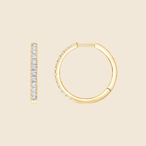 Boucles d'oreilles créoles en or massif 14 carats avec diamants de laboratoire ronds de 0,5 carat F-VS, idéales pour le quotidien et les cadeaux - Product Image 2