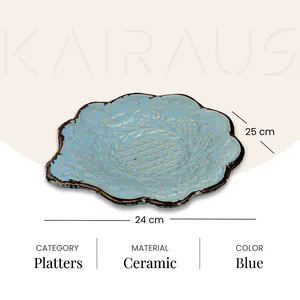 Vaisselle en céramique brodée de haute qualité en gros, plat en céramique, plats et assiettes d'hôtel pour servir des collations - Product Image 3