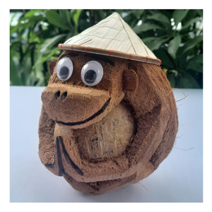 Venta al por mayor 100% juguetes hechos a mano tallado mono de coco artesanía un buen recuerdo tallado mono de coco, artesanía Animal de cáscara de coco - Product Image 2