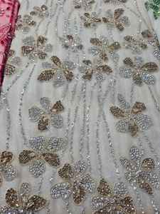 Perles de mariée blanches de luxe tissus de filet de dentelle robe brodée de Style européen paillettes brillantes antistatique résistant aux taches non tissé - Product Image 2