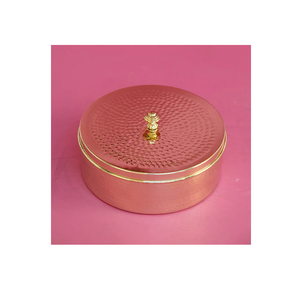 Caja Chapati de latón de calidad superior Caja de servicio Roti de latón de teca de forma redonda a la venta Producto caliente hecho en India - Product Image 1