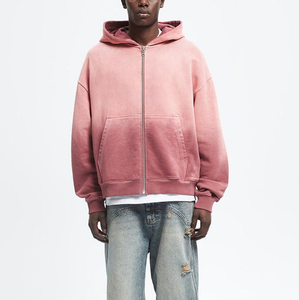 Vente en gros – Sweat à capuche zippé surdimensionné pour homme, personnalisé avec logo, en molleton épais 100 % coton respirant, style streetwear, épaules tombantes, collection automne, ODM - Product Image 4