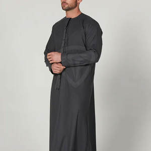 Service OEM Robe musulmane islamique en tissu respirant contrasté de couleur pour hommes avec fermeture à bouton pour hommes - Product Image 2