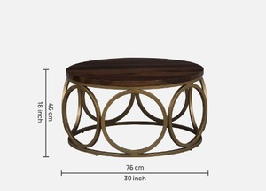 Mesa de centro de estilo contemporáneo Mesa redonda de madera Top Farmhouse Mesa moderna Mesas de centro para sala de estar - Product Image 3