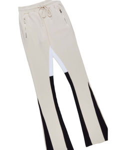 Promoción Hombres Color sólido 100% Algodón Streetwear Flare Stacked Pant Estilo formal Cargo Pantalones de chándal Frente plano Jogging Pantalones - Product Image 1