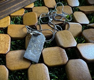 <b>Custom</b> Handmade Damascus Steel <b>Dog</b> <b>Tag</b> Pendant Antique Silver Plated Classic Unisex Customizable Jewelry - Product Image 4
