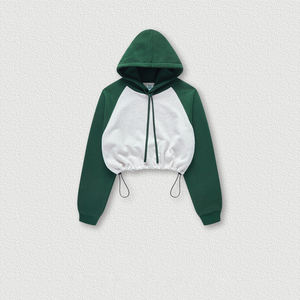 Custom Color Block Raglan Sleeve Crop <b>Top</b> Hoodies Women's Hoodies - Product Image 3