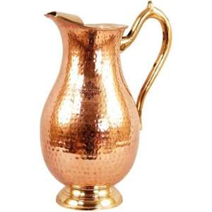 เหยือกทองแดงบริสุทธิ์ทำด้วยมือที่มีพื้นผิวเรียบที่จับยึดง่ายแข็งแรงและรูปลักษณ์ดั้งเดิมสำหรับการจัดเก็บและให้บริการน้ำจืด - Product Image 1