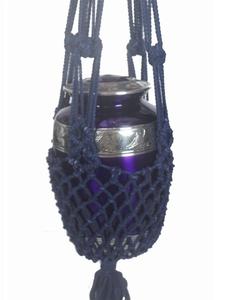 Urna de cremación colgante duradera de Metal azul de estilo americano para cenizas humanas adultas 27cm cadena colgante de macramé de diseñador Memorial - Product Image 6