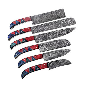 Ensemble de couteaux de chef en acier Damas artisanal de qualité supérieure avec manche en bois ambidextre Haute durabilité Lames de coupe de précision cinq pièces - Product Image 4