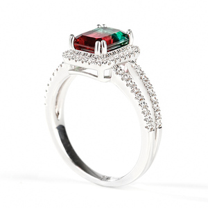 <b>Emerald</b> Cut Watermelon <b>Ring</b>-Sterling <b>Silver</b> Fashion Jewelry Romantic Gift - Product Image 4
