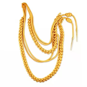 Aiguillettes d'uniforme brodées de paillettes dorées - Embouts métalliques tressés de qualité supérieure, personnalisables (marque et taille) pour cérémonies et parades, tenues de cérémonie - Product Image 1