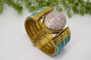 ทำด้วยมือกระดูกโบราณกำไลแท้วินเทจทรงเรขาคณิต - Product Image 2