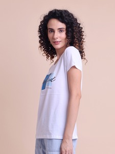 Camiseta de media manga con cuello estampado elegante y elegante de ODM Supply, cómoda Lona de moda para el verano, camisetas de talla grande para mujer - Product Image 4