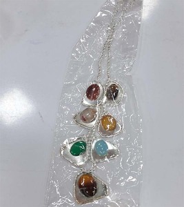 Collar de Cadena de Latón con Piedra de Ónix Étnica, Joyería de Alta Calidad para Mujer, Regalos de Metal Plateado para Fiestas, Gran Venta -GC-NK-593 - Product Image 2