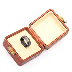 Caja de Anillo de Acero de Damasco Clásica de 8 mm, Hecha a Mano, Personalizable, Regalo Perfecto para Papá, Esposo, Novio, Soporte OEM, Personalización - Product Image 6