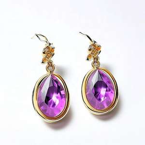 Pendientes Largos de Amatista Azul y Circonita Cúbica de 5 Pulgadas, Plata de Ley 925 con Baño de Oro de 18K, Joyería Hecha a Mano, Regalo de Cumpleaños, Precio al por Mayor - Product Image 6