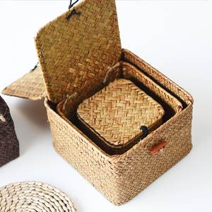 Contenedores de almacenamiento de pasto marino, cajas de paja natural, cestas de pasto marino a precio de mayoreo - Product Image 6