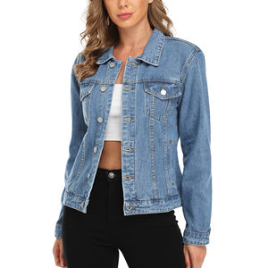แจ็คเก็ตยีนส์มีกระดุมสำหรับผู้หญิงเสื้อแจ็กเก็ตยีนส์แบบลำลองสำหรับผู้หญิง - Product Image 1