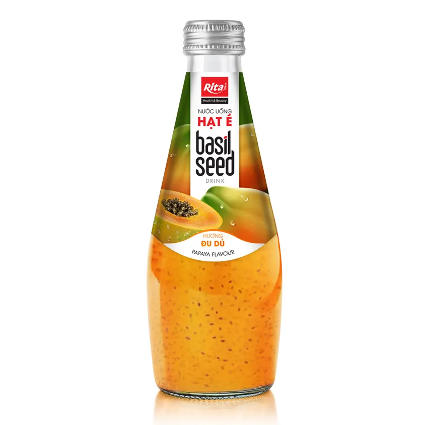Manufacturer Reasonable Price Basil Seed Drink 290 ml Glass Bottle With Papaya Juice