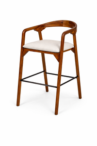 Solid Mango Wood Dining Chair | Japandi Minimal Modern <b>Seating</b> | Upholstered Custom Color Wooden Armchair - Product Image 6