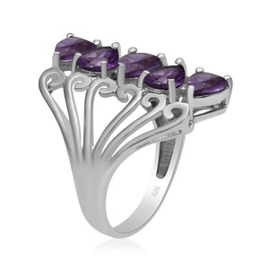 Anillo giratorio de amatista de plata estampada 925, piedra preciosa hecha a mano de ley sólida para boda o fiesta, chapado en rodio - Product Image 3