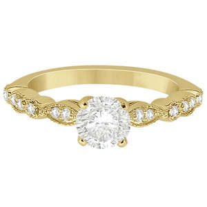 Bague de fiançailles en or jaune 14 carats avec petite marquise et diamant en forme de point, 0,12 ct - Product Image 2
