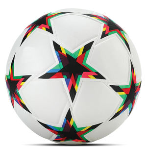 Balón de Fútbol Personalizado al por Mayor, Diseño Duradero, Ligero, Cosido a Mano, con Estampado de Rayas Coloridas - Product Image 1