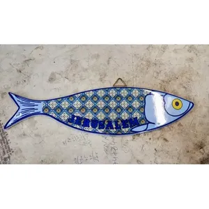 Colgante de pared de pescado de cerámica armenia, decoración de cesta hecha a mano de estilo bohemio para sala de estar, arte de pared del hogar #1 Jerusalén Israel - Product Image 1