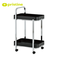 Chariot de rangement domestique à 2 niveaux en métal robuste, panier de service utilitaire, fabrication taïwanaise, vente en gros