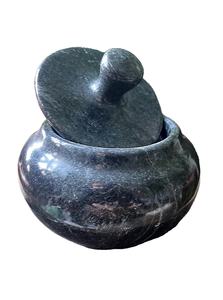 Pot en marbre noir pierre naturelle, pot à bonbons en pierre d'onyx, pot en marbre fait main avec couvercle - Product Image 2