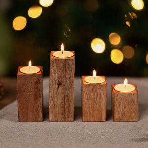 Porte-bougie chauffe-plat en bois de luxe pour la décoration de la maison, centre de table de mariage, style ferme royale, idée cadeau exclusive - Product Image 4