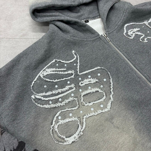 เสื้อฮู้ดดี้ผู้ชายลายมุกด้านหน้าแบบซีดจาง สไตล์สตรีทแวร์ ทรงหลวมแบบ Heavy Baggy พร้อมกางเกงจ็อกเกอร์ผ้าฝ้าย ชุดสเวตสูทผู้ชาย - Product Image 3