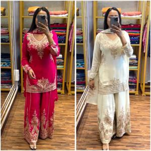 Conjunto de Ropa Étnica de mujer India completamente cosida Palazzo Salwar Kameez para ocasiones de fiesta de boda a precios al por mayor - Product Image 5