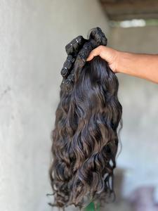 Cheveux humains vierges indiens naturels ondulés Remy de 24 pouces, extensions de qualité supérieure, double trame, noir naturel, simple - Product Image 2