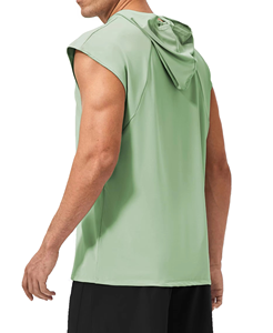 Haut de sport sans manches à capuche pour homme, léger, séchage rapide, en polyester, pour entraînement et fitness, disponible en OEM/ODM - Product Image 5