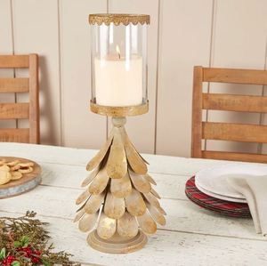 Portavelas de pilar de árbol de Navidad amarillo Metal moderno de lujo interior y exterior decoración de Navidad fiestas decoración de Año Nuevo - Product Image 6