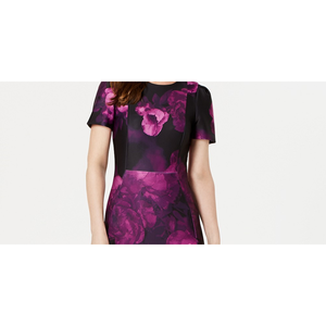 Abito a tubino viola da donna Calvin Klein con stampa floreale, maniche a sbuffo e vita naturale, taglia 1 - Comodo e alla moda - Product Image 2