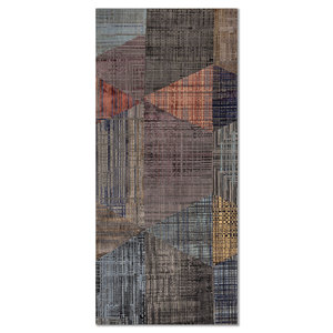 Kavi <b>Grey</b> & Black Hand Knotted Wool & Bamboo Silk Rug Abstract Pattern for Home Use-Srb(730(Fr)) - Product Image 1