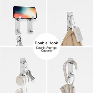 Extra Sticky Black Stainless Steel Door Hook Self-Adhesive <b>Wall</b> Mounted <b>Rail</b> for Hanging Towel Coat <b>Clothes</b> Purse Hat & Key - Product Image 2