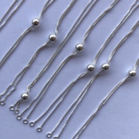 Cadenas deslizantes de plata de ley 925 de 5 cm y 10 cm, diseño de cadena deslizante, extensión, accesorios, piezas sólidas auténticas para pulseras DIY
