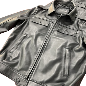 Veste d'hiver en cuir de vache noir originale à la vente chaude Style uni pour hommes Vente en gros Faible MOQ 100% Haute qualité Veste de moto - Product Image 3