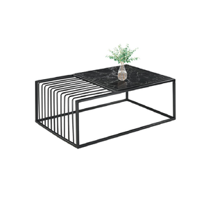 Wholesale <b>Modern</b> Luxury Item Metal Frame <b>Coffee</b> <b>Table</b> With <b>Black</b> Marble Top Living Room Furniture Center <b>Table</b> New Arrival - Product Image 1