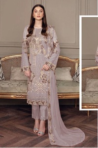 ชุดสูท Georgette ปากีสถานแบบหนามาใหม่พร้อมชุดกึ่งเย็บปัก - Product Image 3
